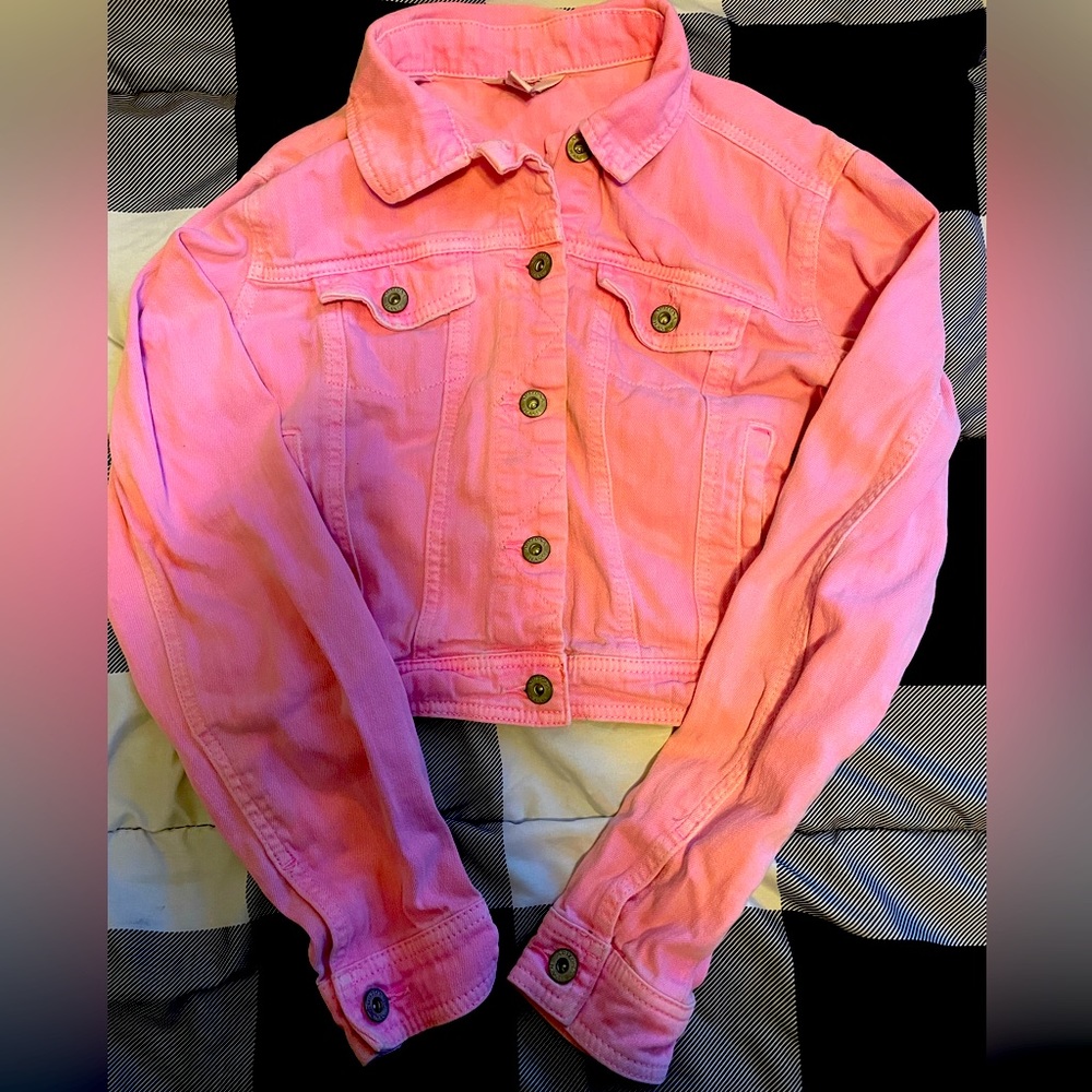 Neon Pink, Denim Jean Jacket from Arizona Jeans. Size: Medium.